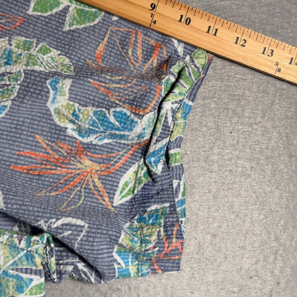 Tommy Bahama Nova Wave Mens XXL Blue Tropical Floral Seersucker Button Up Shirt - Picture 7 of 12